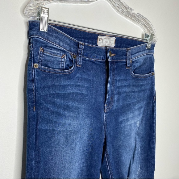 Free People Distressed Mid Rise Denim Raw Hem Jeggings - Picture 2 of 10